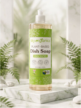 Sky Organics Plant-Based Vegan Unscented Dish Soap, 16 fl oz New